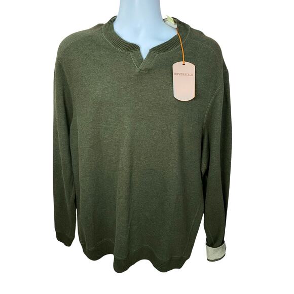 NWT Tommy Bahama Pullover Mens Large Green Reversible Cotton - Picture 1 of 7